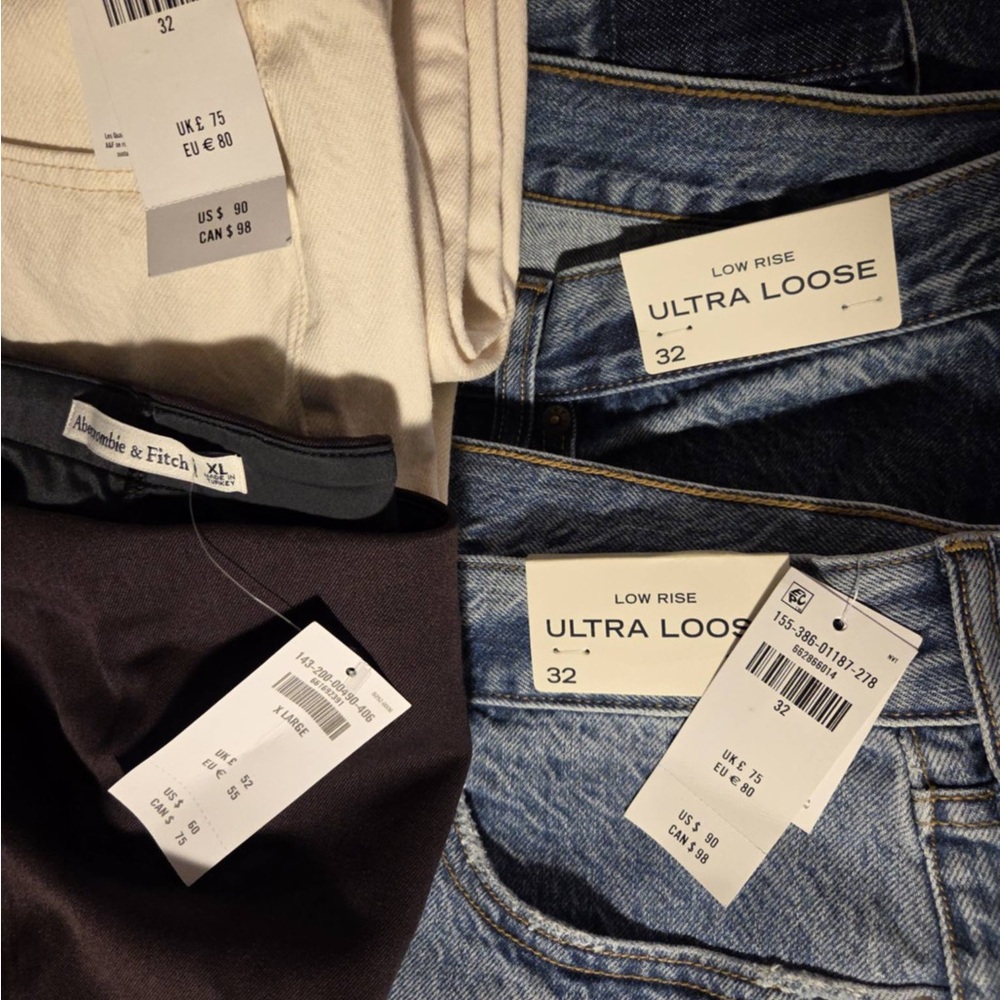 Abercrombie & Fitch Blue and Black Straight Leg Jeans